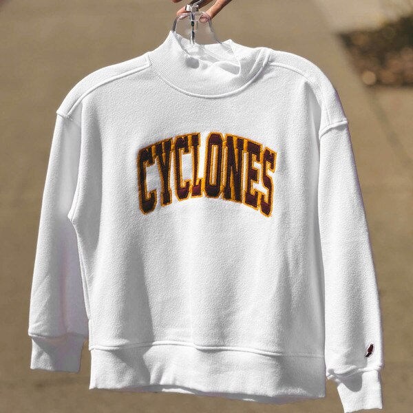 League Youth Cyclones White Mock Neck Crew Sweatshirt